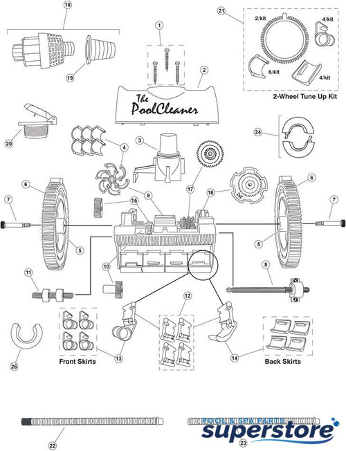 896584000-426 Poolvergnuegen Rebuild Kit, The Pool Cleanerâ„¢ 2-Wheel Questions & Answers